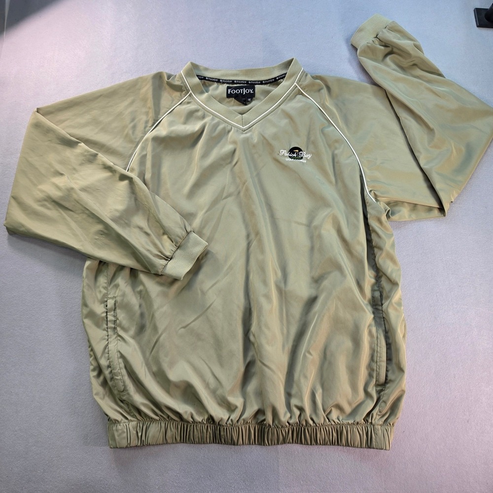 FootJoy Mens V-Neck Golf Windbreaker Pullover XL Green Pohick Bay Logo